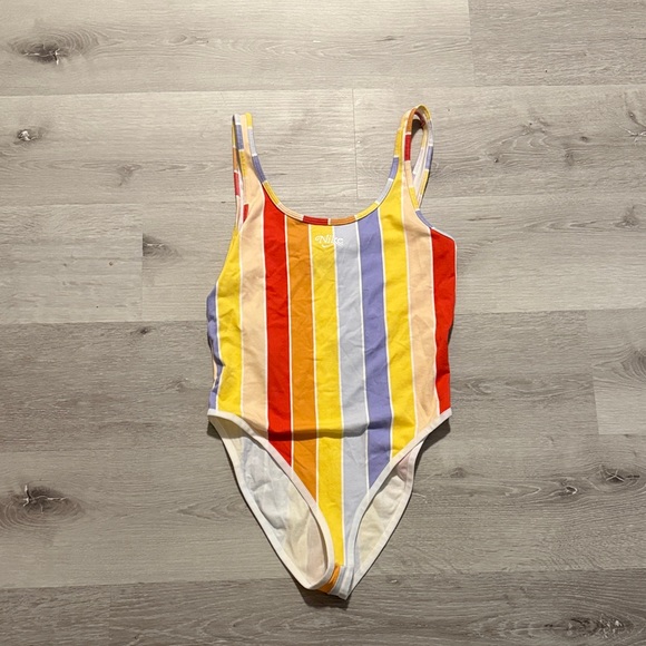 Nike Retro Colorful Striped Bodysuit - Size S - Picture 1 of 6